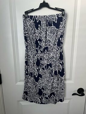 Lilly Pulitzer Navy and White Zebra-Print Strapless Dress